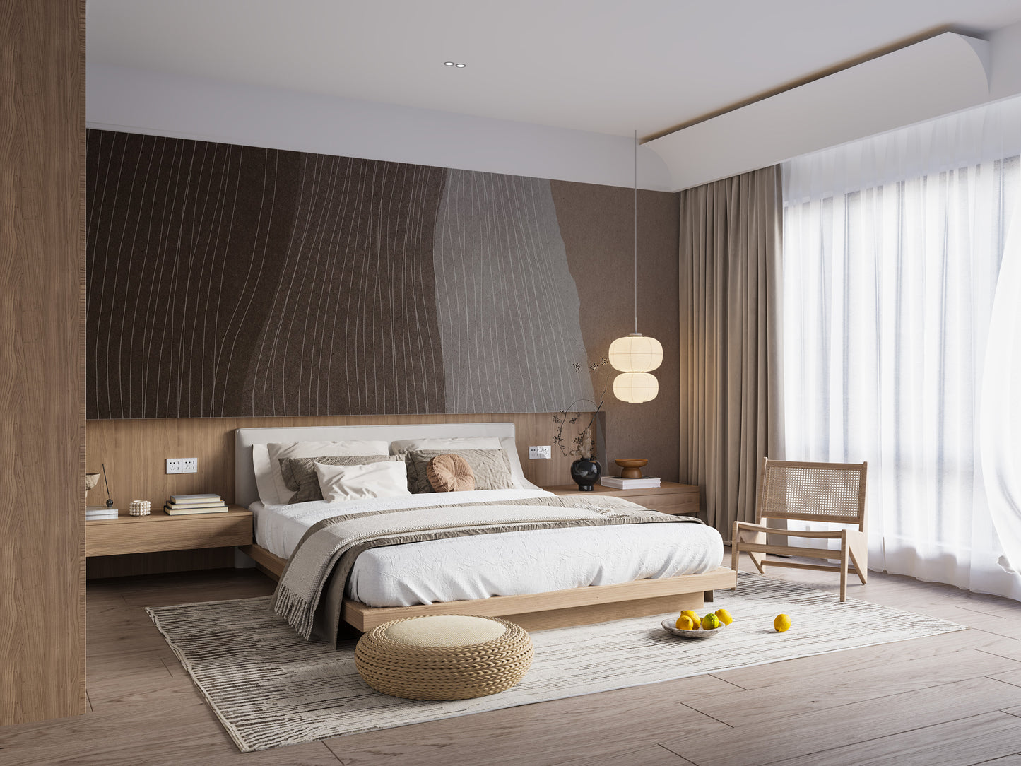 Subdued brown waves for wallpaper decor