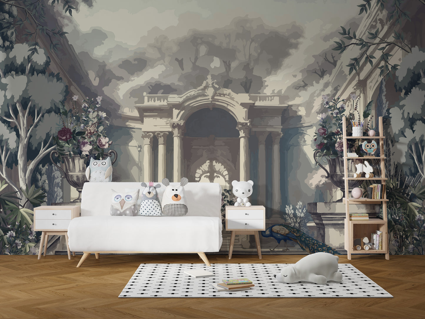 Elegant tropical skyline wallpaper design