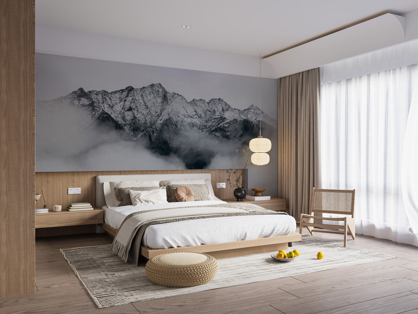 Subtle Misty Mountain Landscape Wallpaper