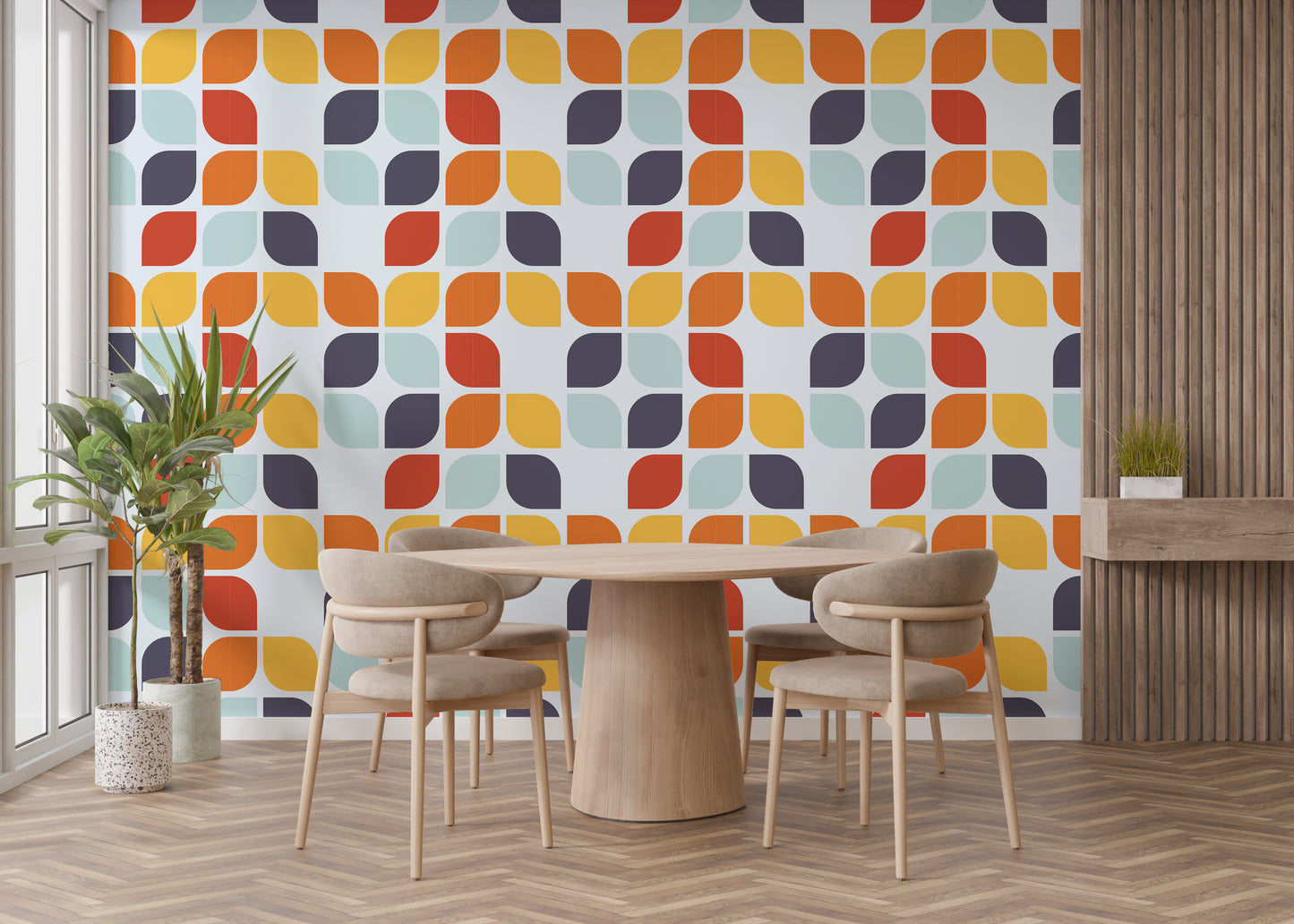 Dynamic geometric wallpaper with retro vibes