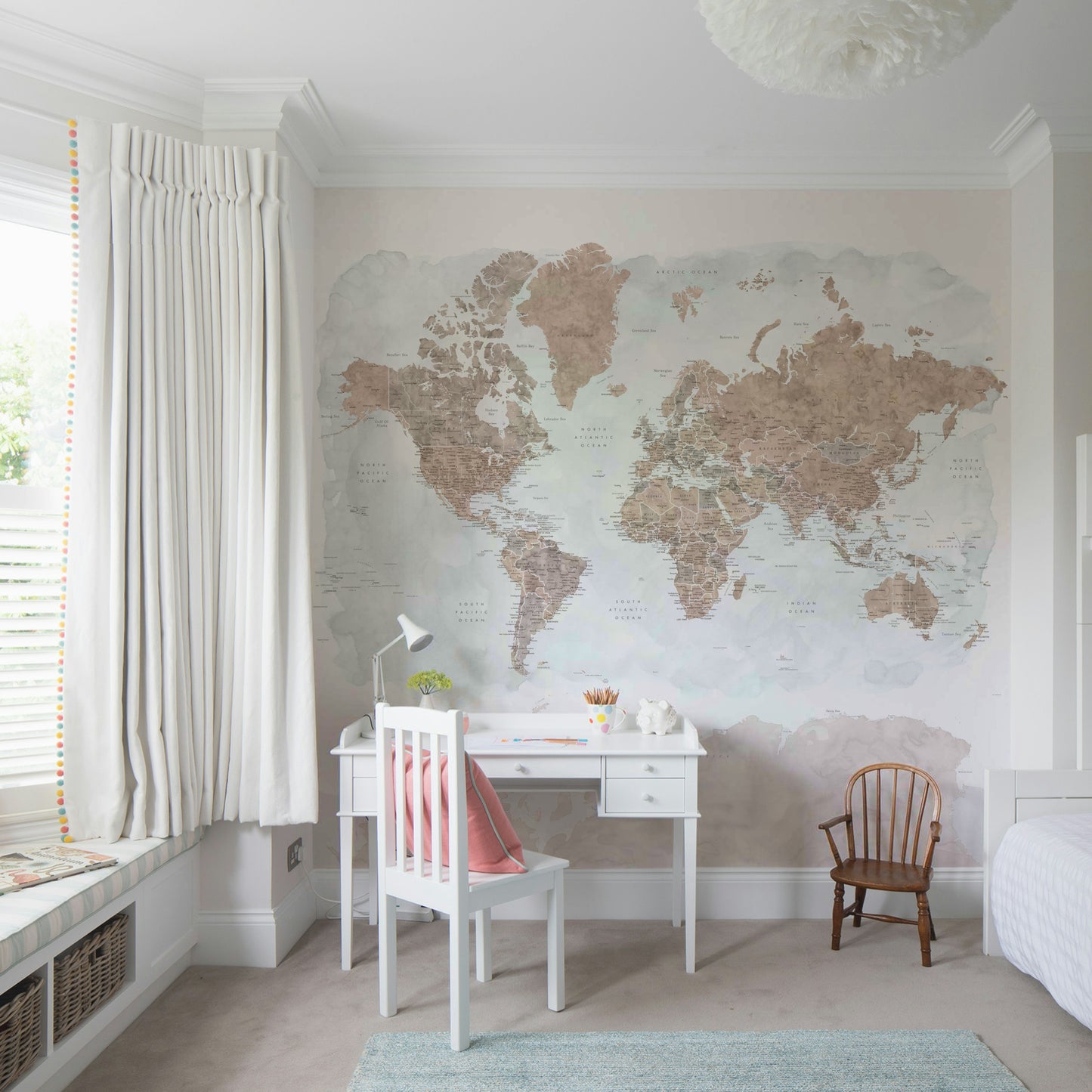 Antique World Map Watercolor Wallpaper