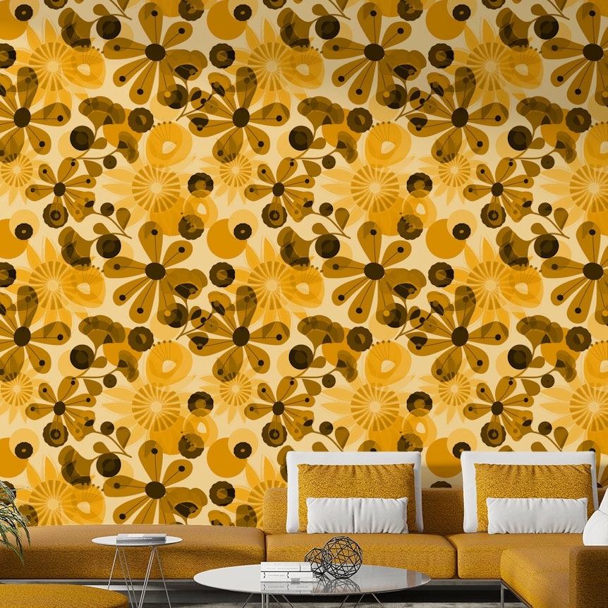 Vintage golden blossom wallpaper for walls