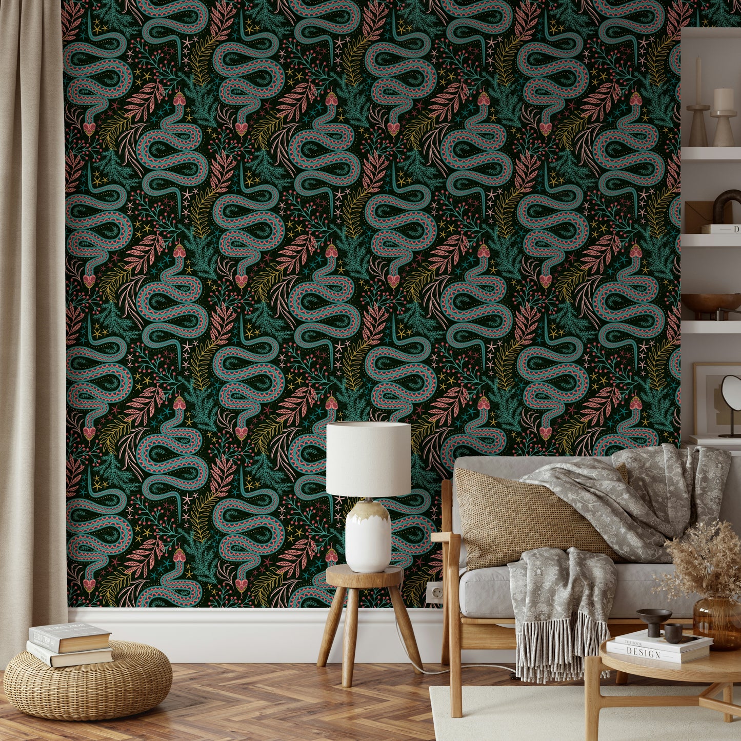 Bold nature wallpaper with garter snake aesthetics