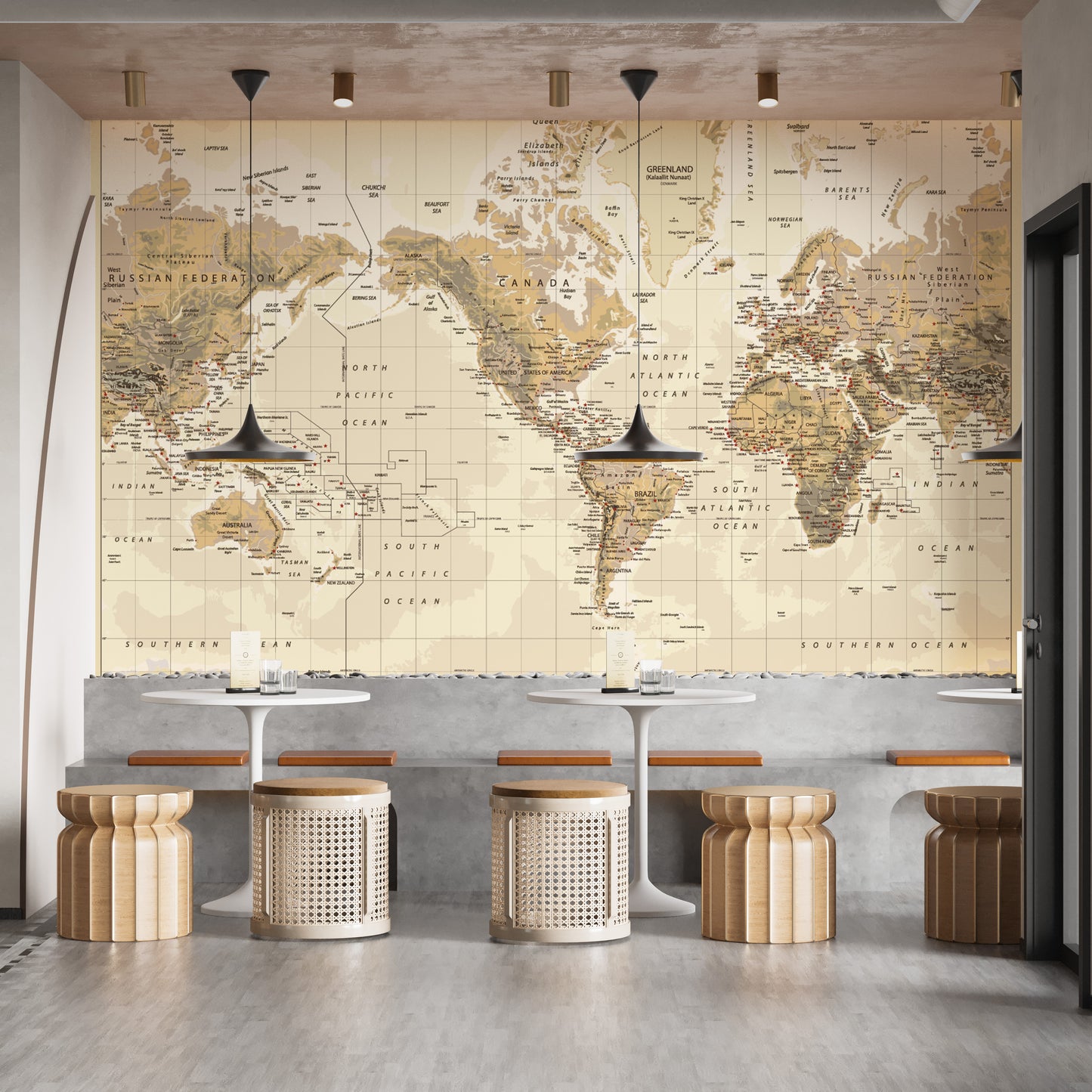 Brown Vintage Worldmap Wall Murals - Giffywalls