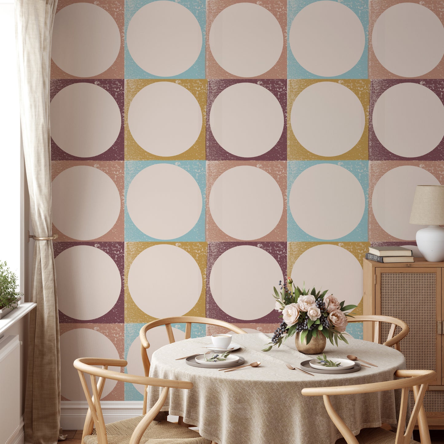 Modern Pink Blush Circles Pattern Wallpaper for home