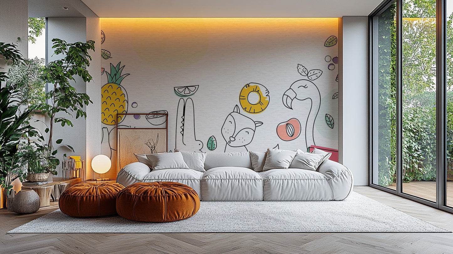 Creative nursery wallpaper mural with fruits