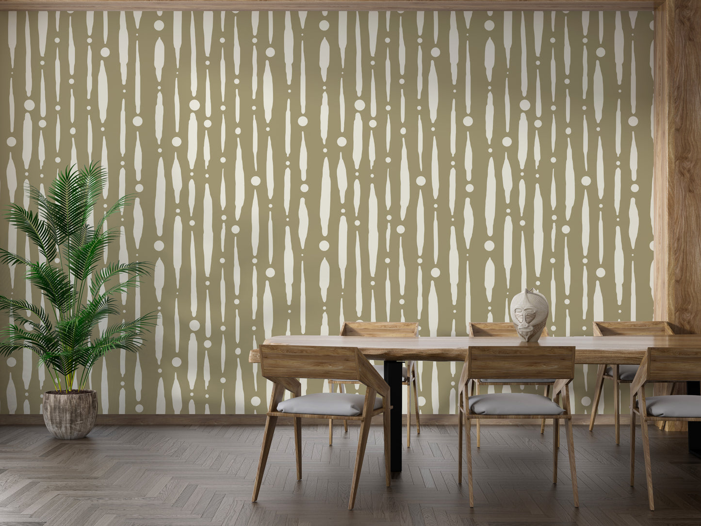 Sage green dripping line wallpaper for a serene atmosphere