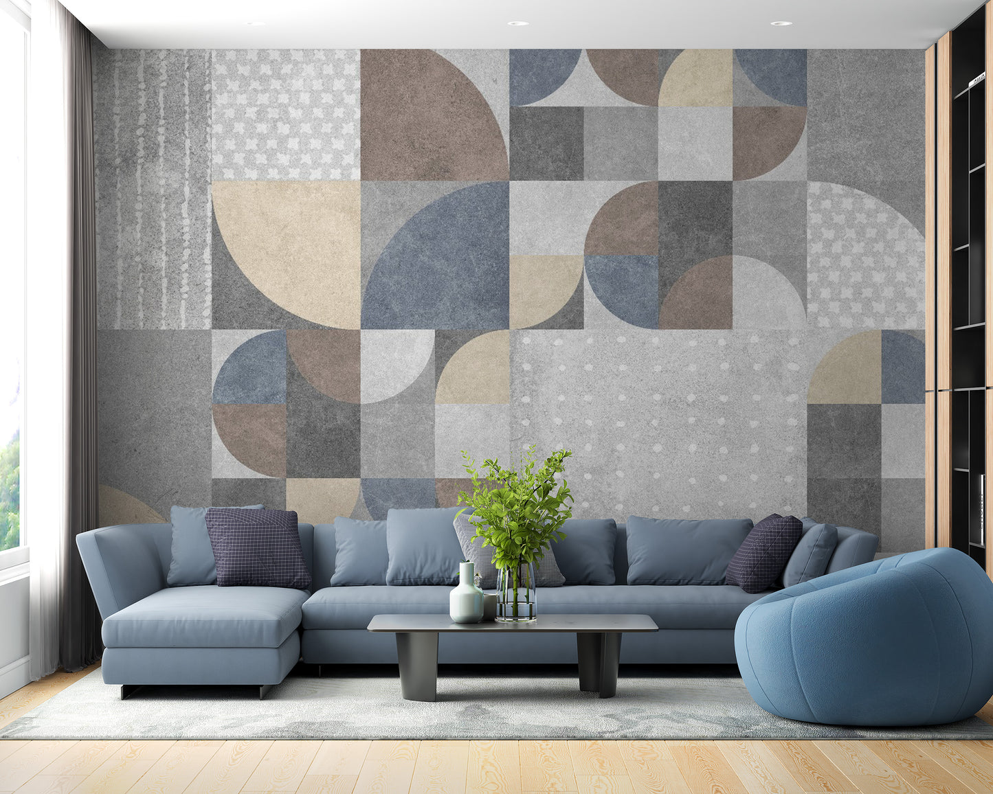 Contemporary Cement Texture Geometric Wall Mural