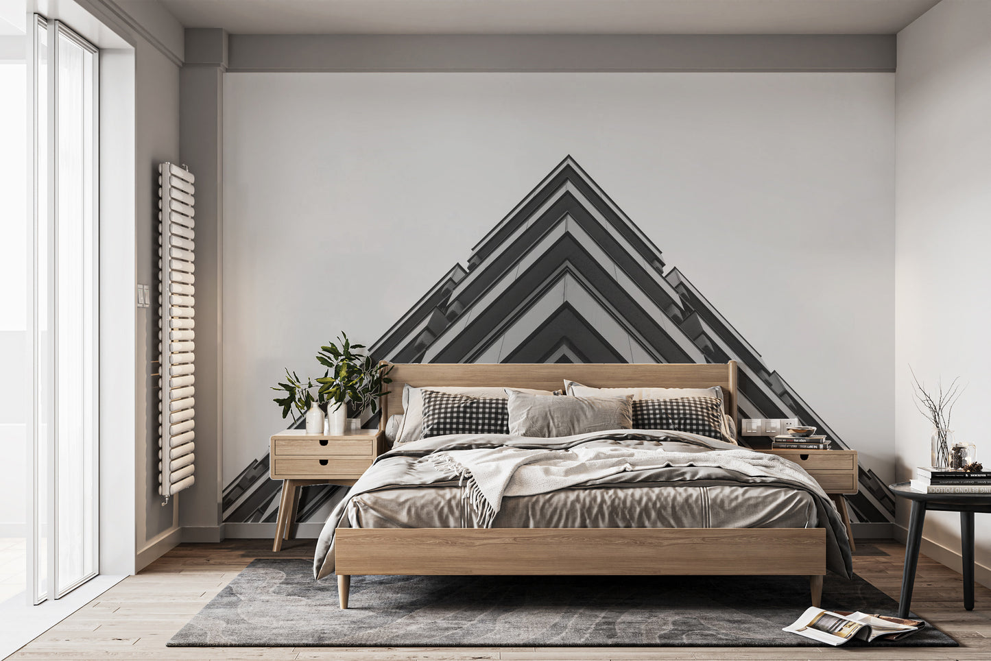 3D Grey Concrete Building Wallpaper Mural for urban vibes