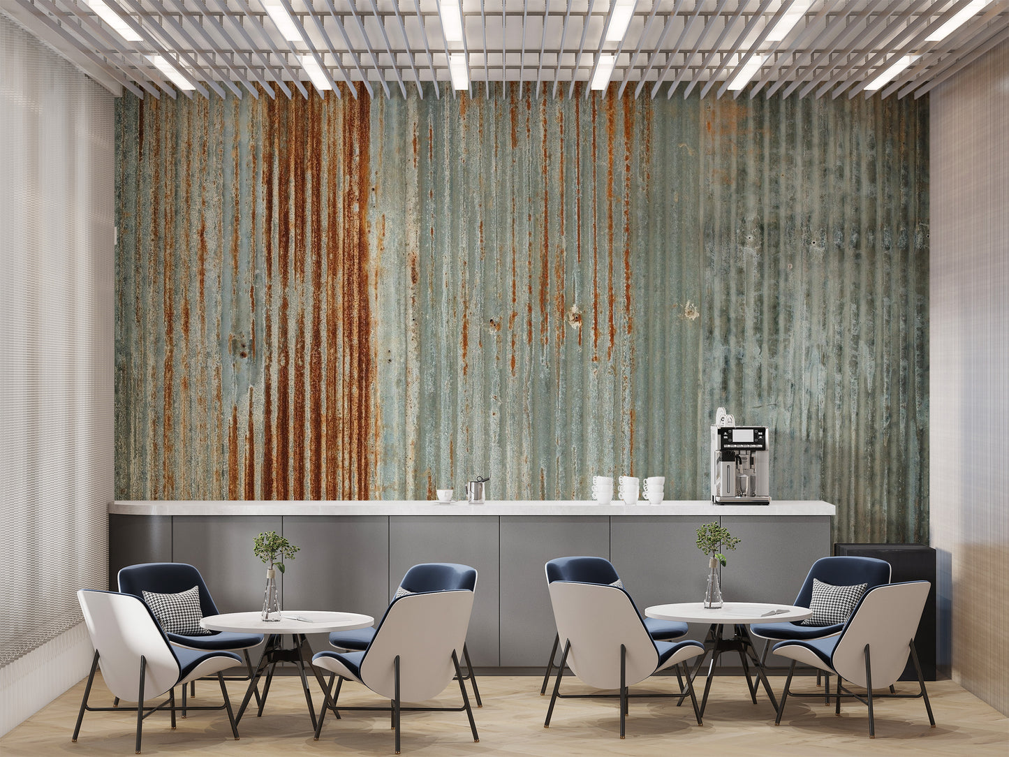 Bold faux rust metallic wallpaper for interiors