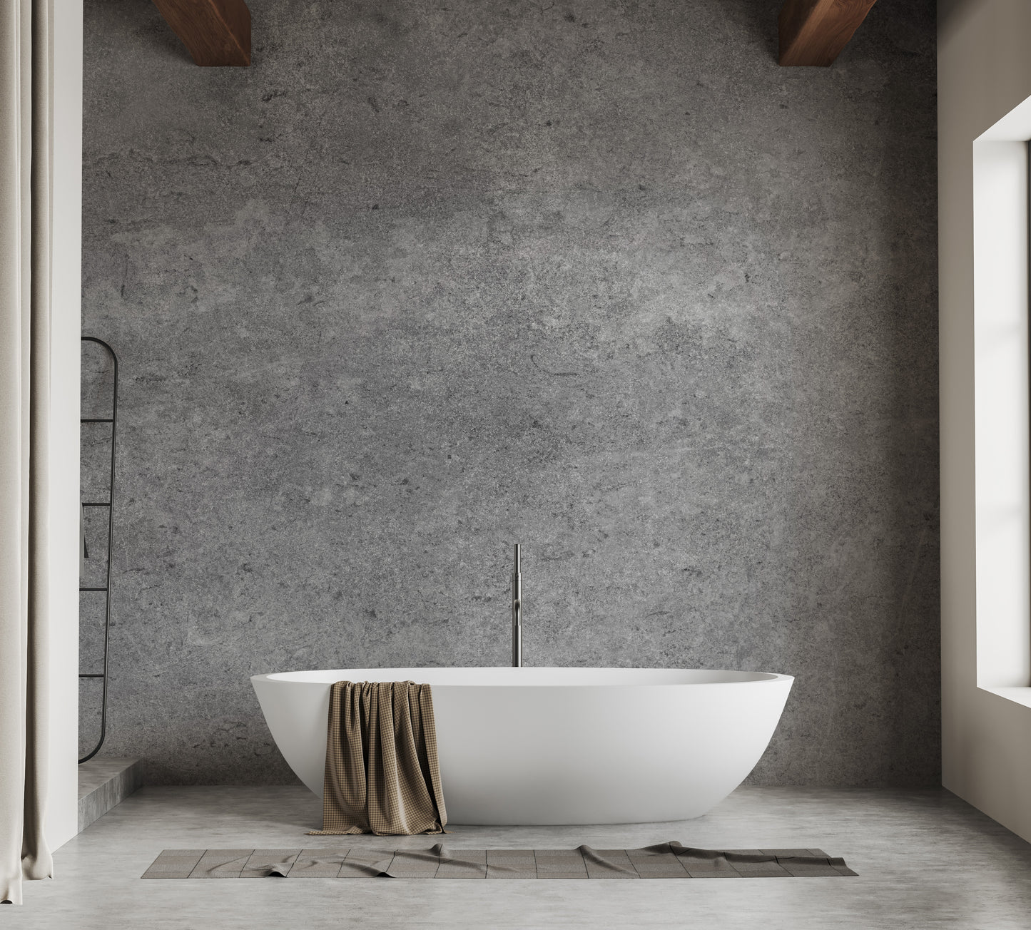 Polished gray cement tile mural wallpaper