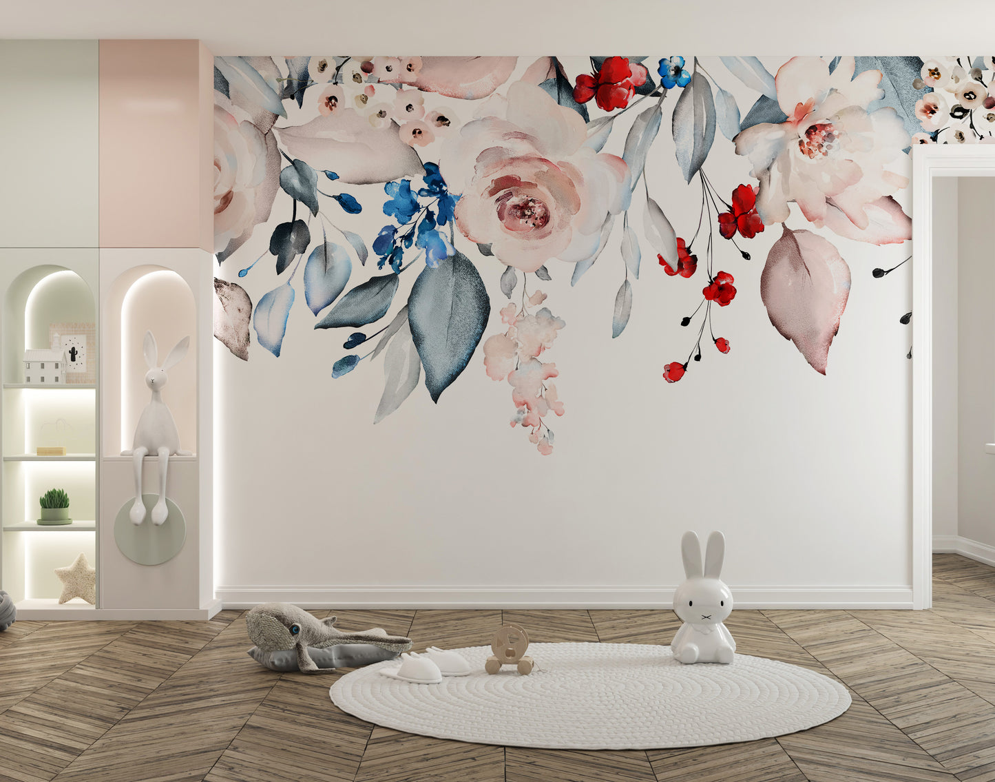 Soft Pink Flower Wall Mural Design