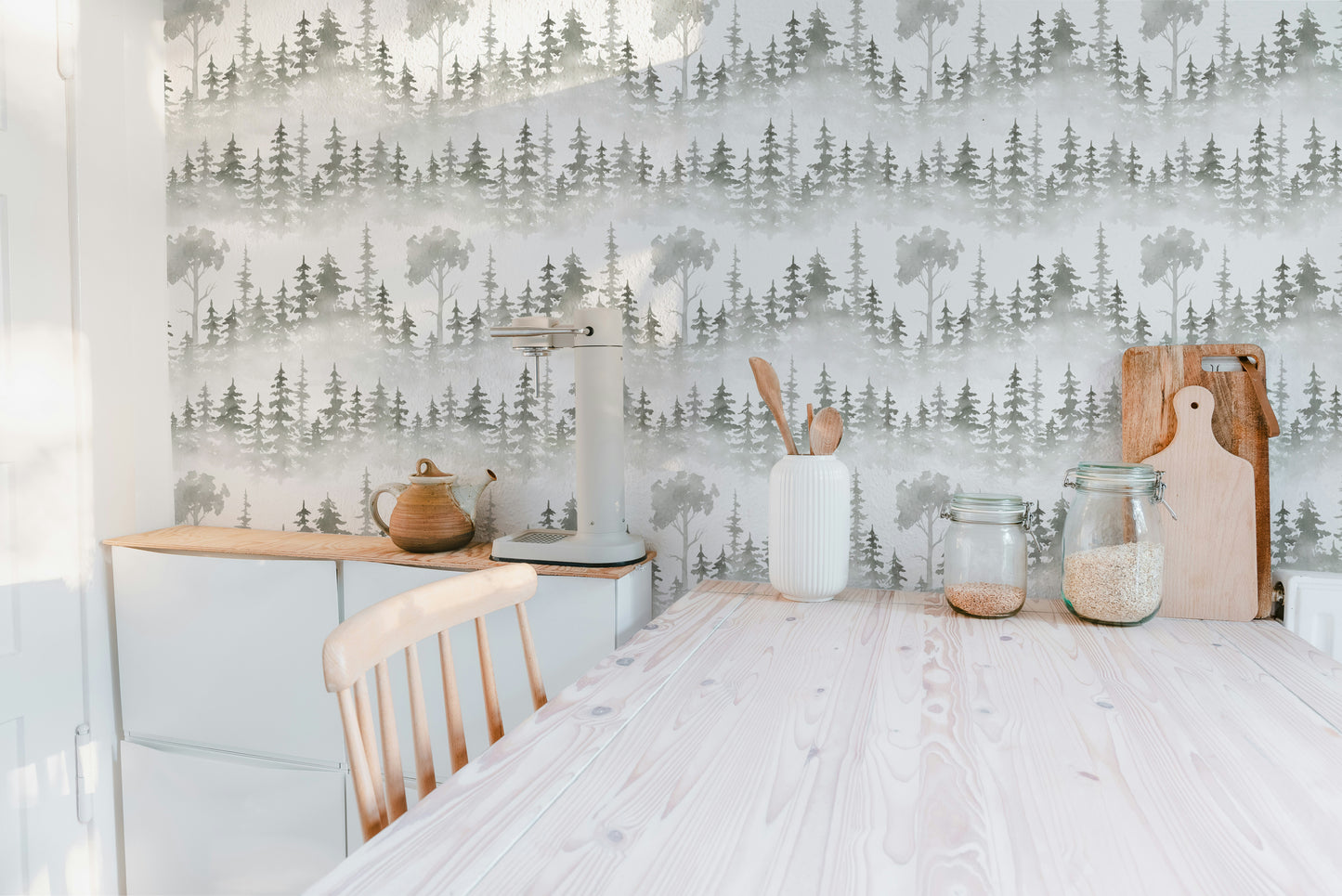 Nature-inspired winter forest wall design