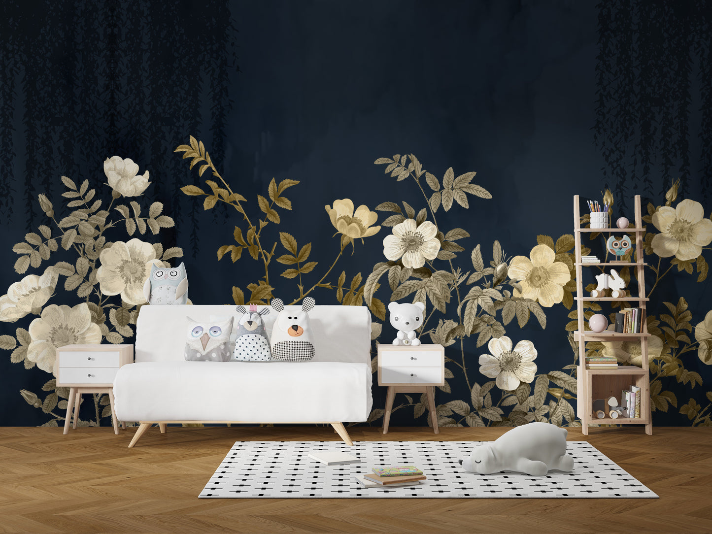 Midnight Garden in Gold Wallpaper