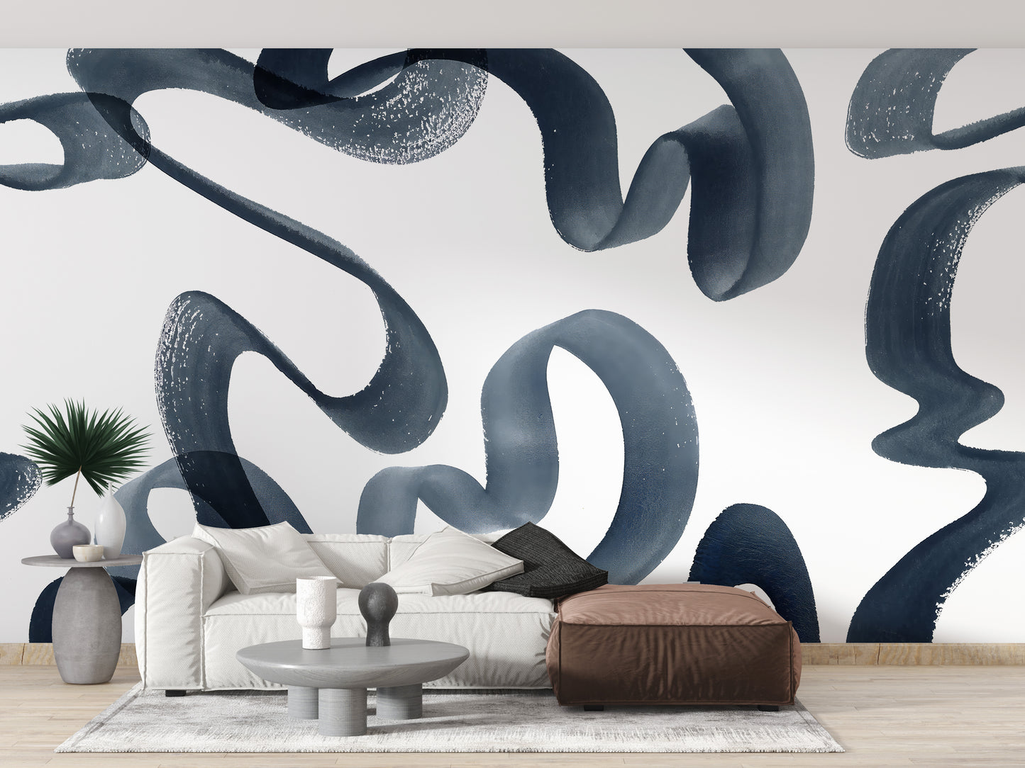 Watercolor Blue Swirls Wallpaper Mural - Giffywalls