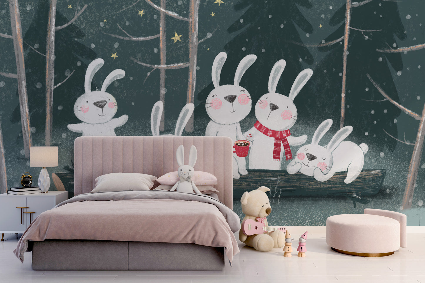 Moonlit bunny adventure wallpaper