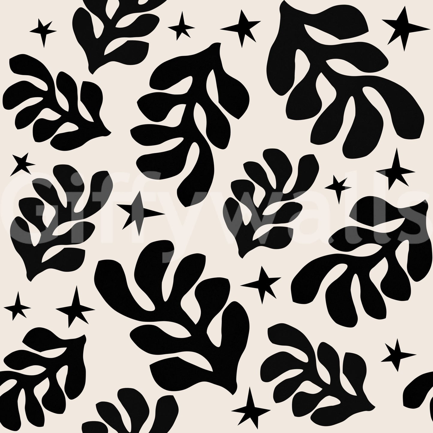 The Abstract Foliage mural makes a sophisticated and subtle statement.