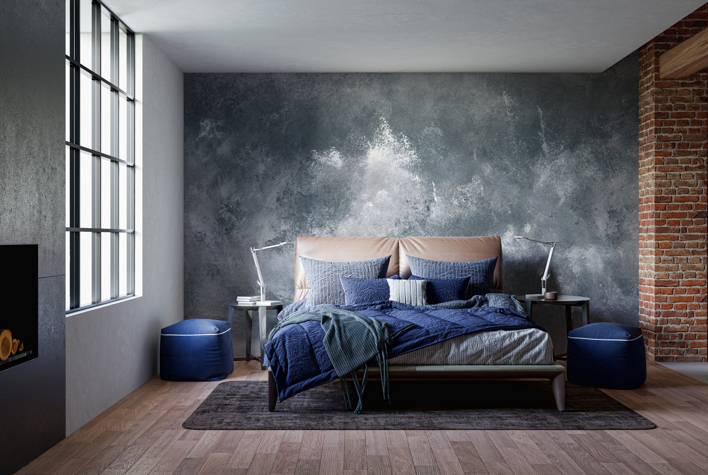 Abstract grey grunge mural for a sophisticated wall upgrade.