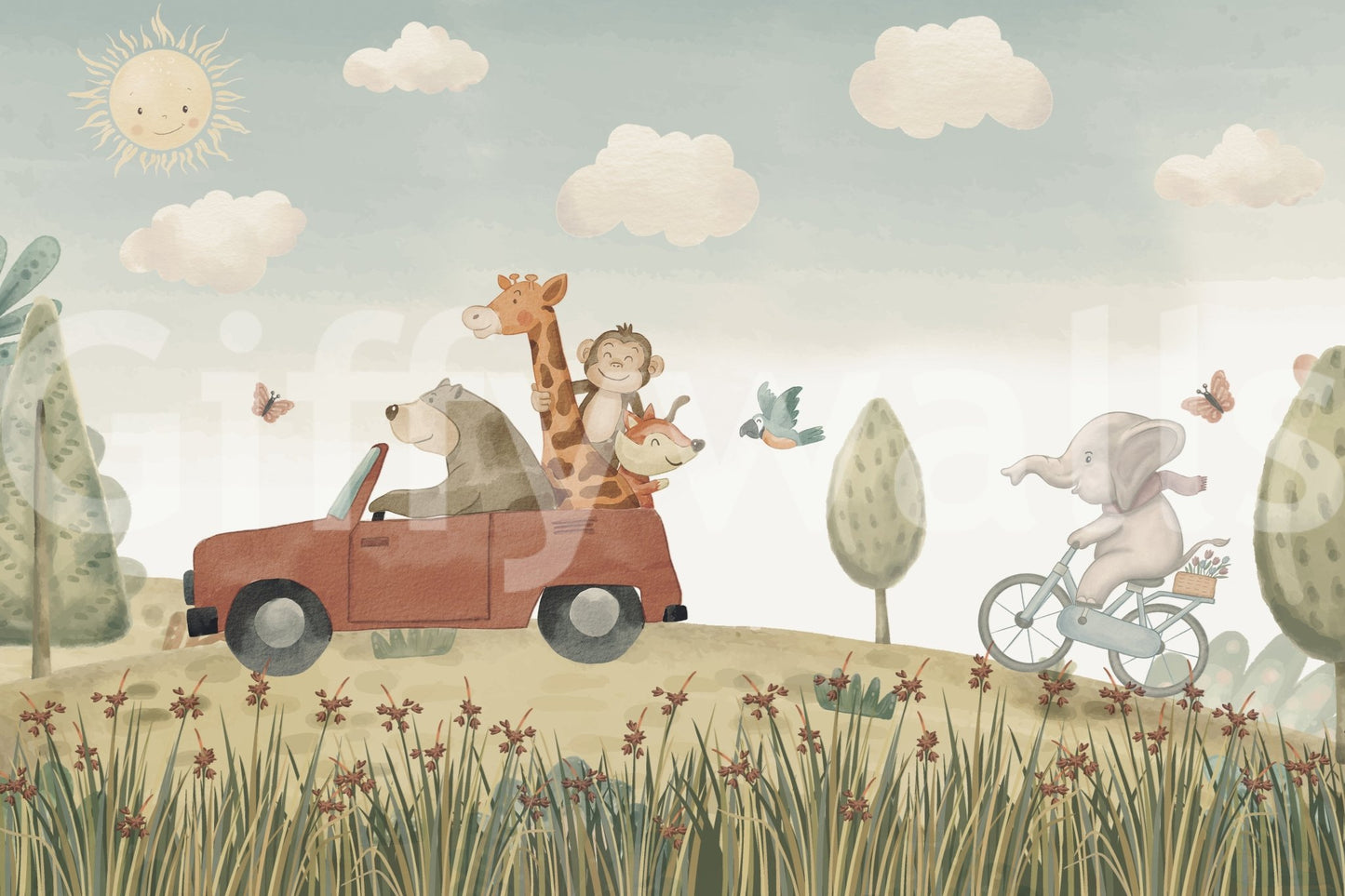 The mountain and trail are a central focus of the image.