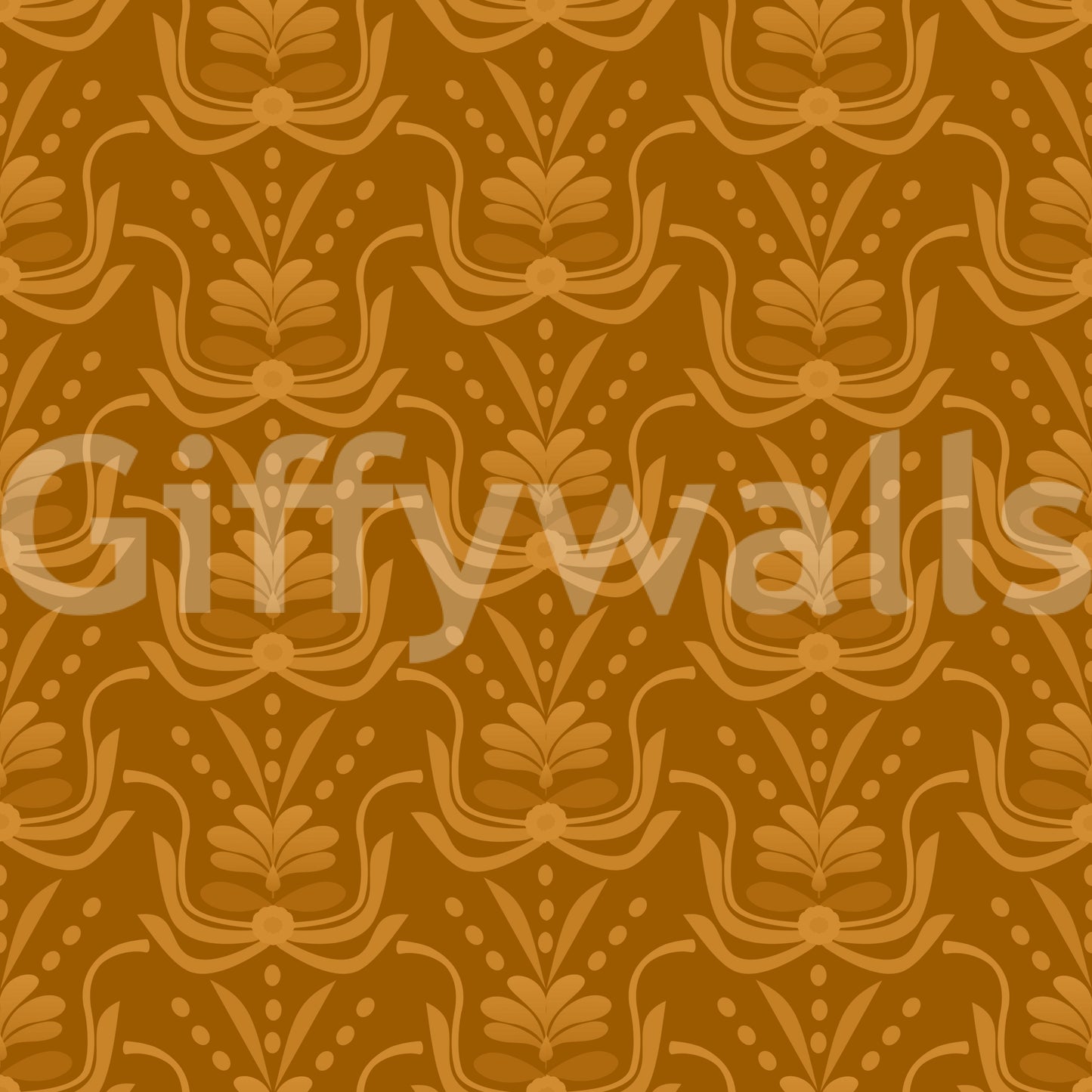 Amber Hues wallpaper close-up showing the tonal golden floral damask pattern detail