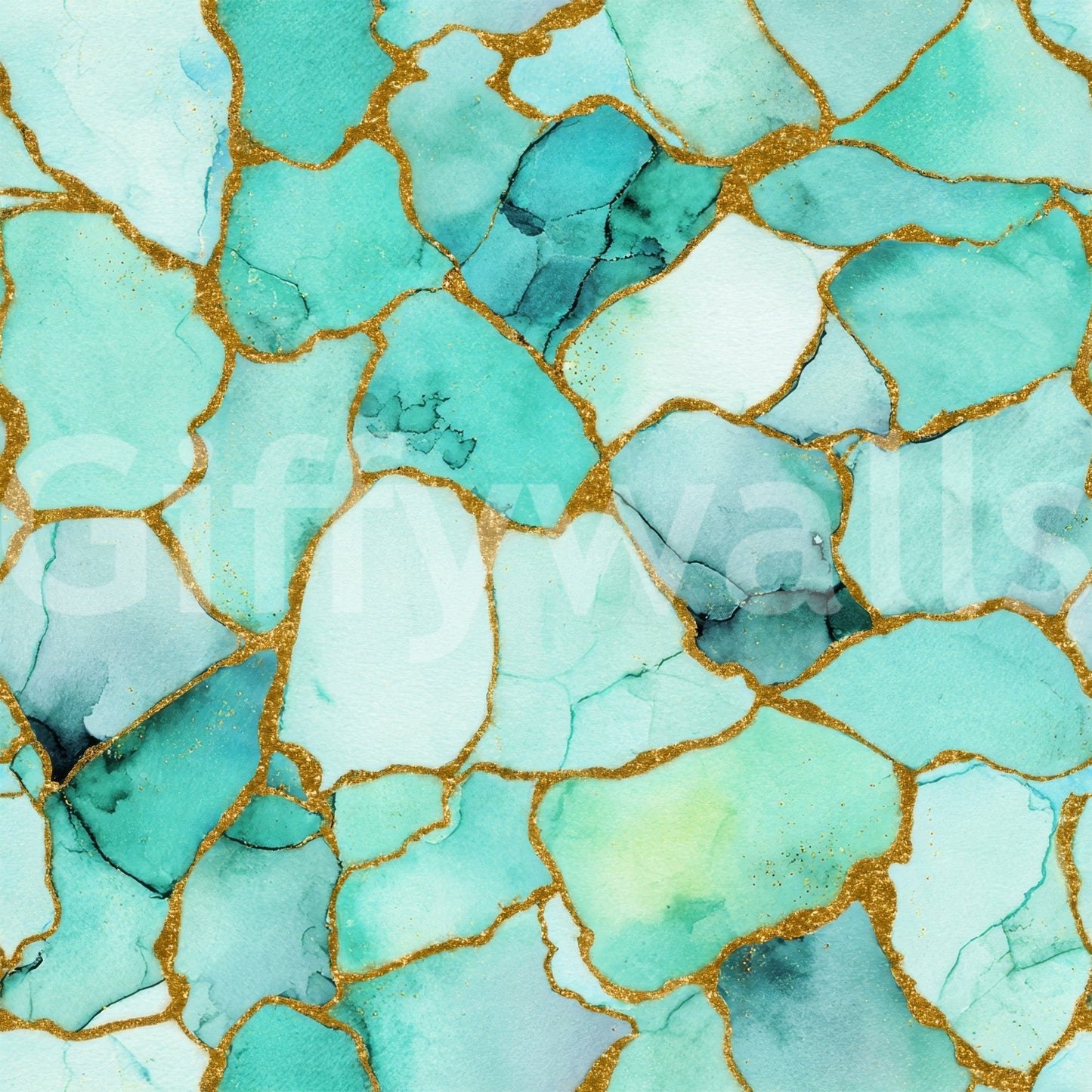 Aqua Gold Marble Wallpaper