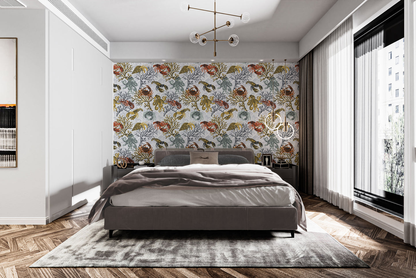 Stunning Aquatic Life mural wallpaper with vivid marine tones.