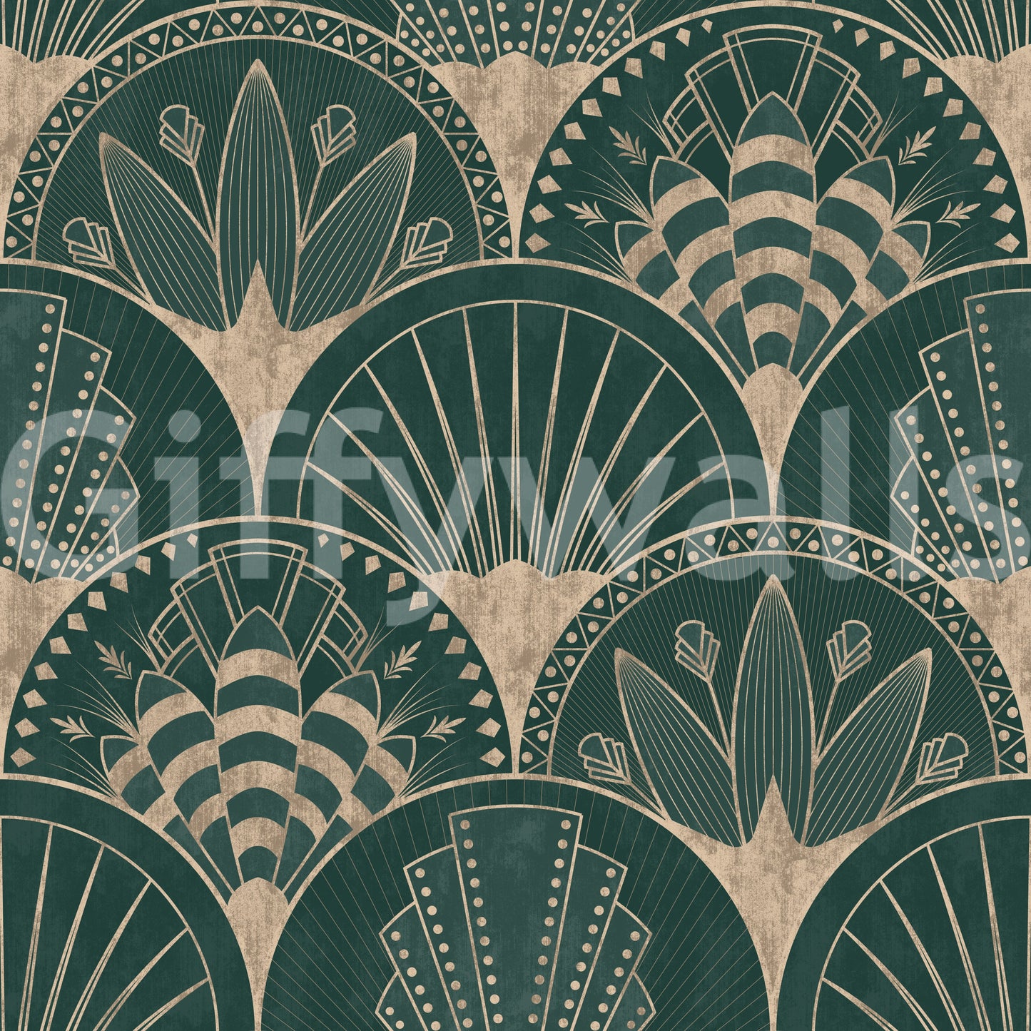 Symmetrical fan mural wallpaper