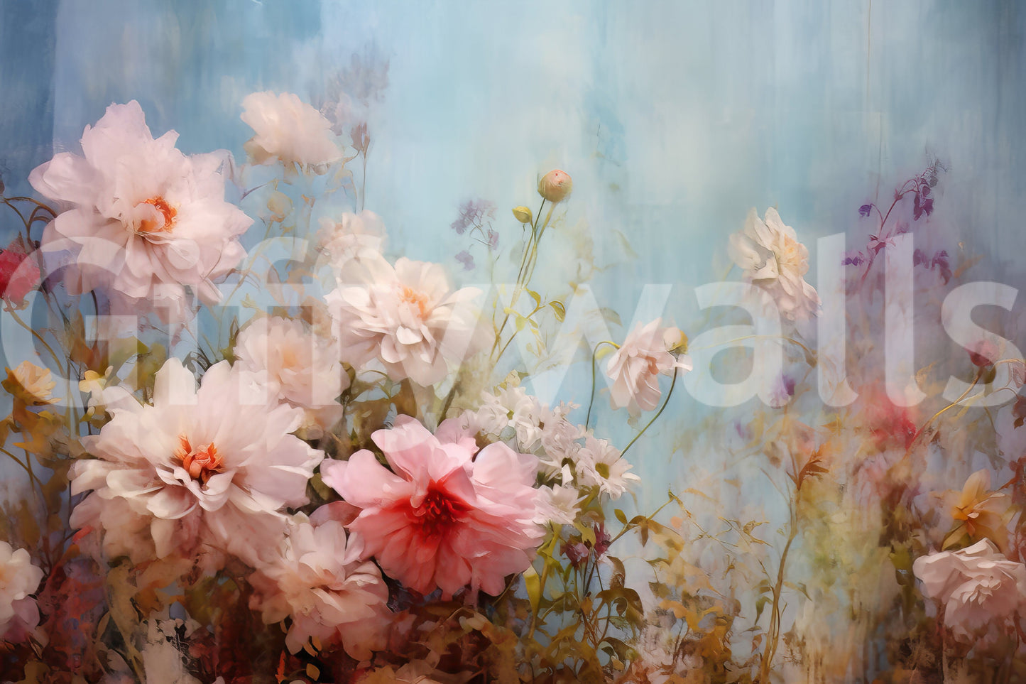 A high-quality serene flower wall mural for walls.