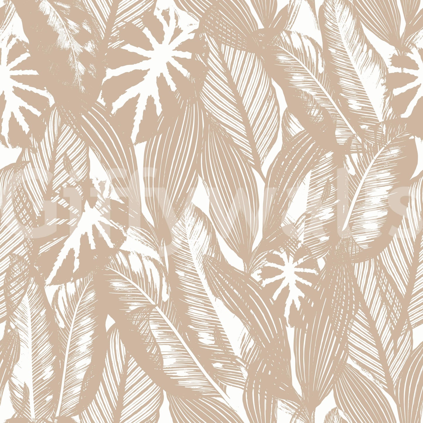 Neutral leaf pattern wallcovering