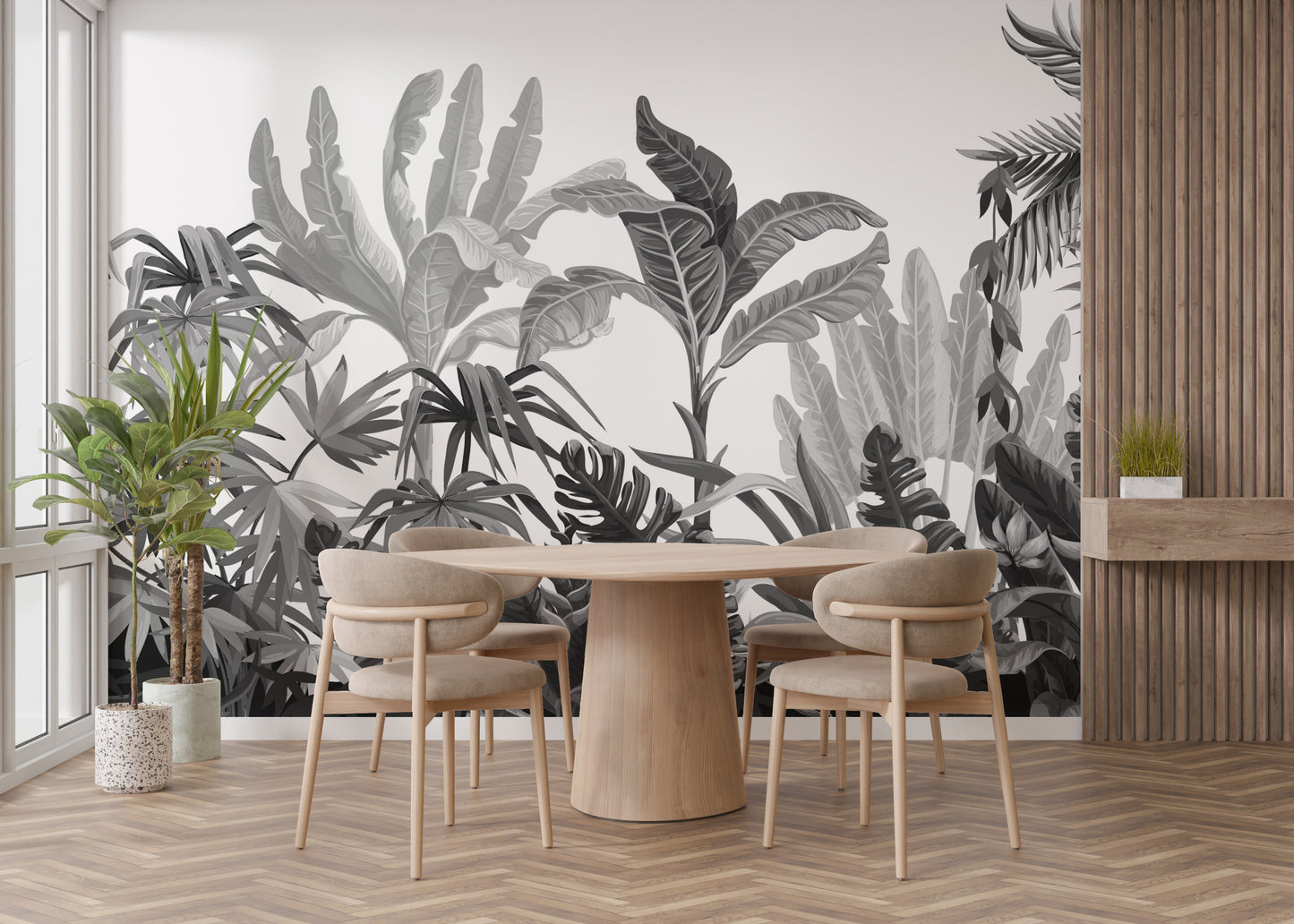 Black and white mural ideal for minimalist decor