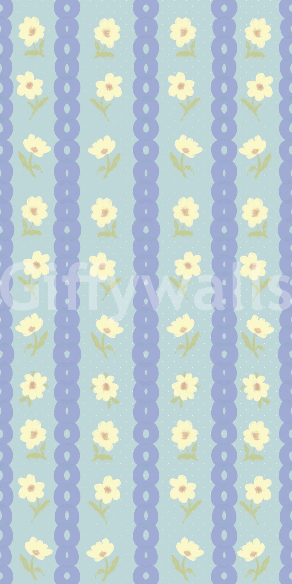 Blue Bloom Stripes Wallpaper