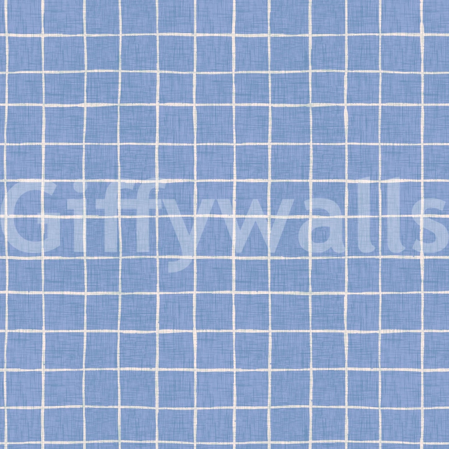 Blue Linen Check Wallpaper