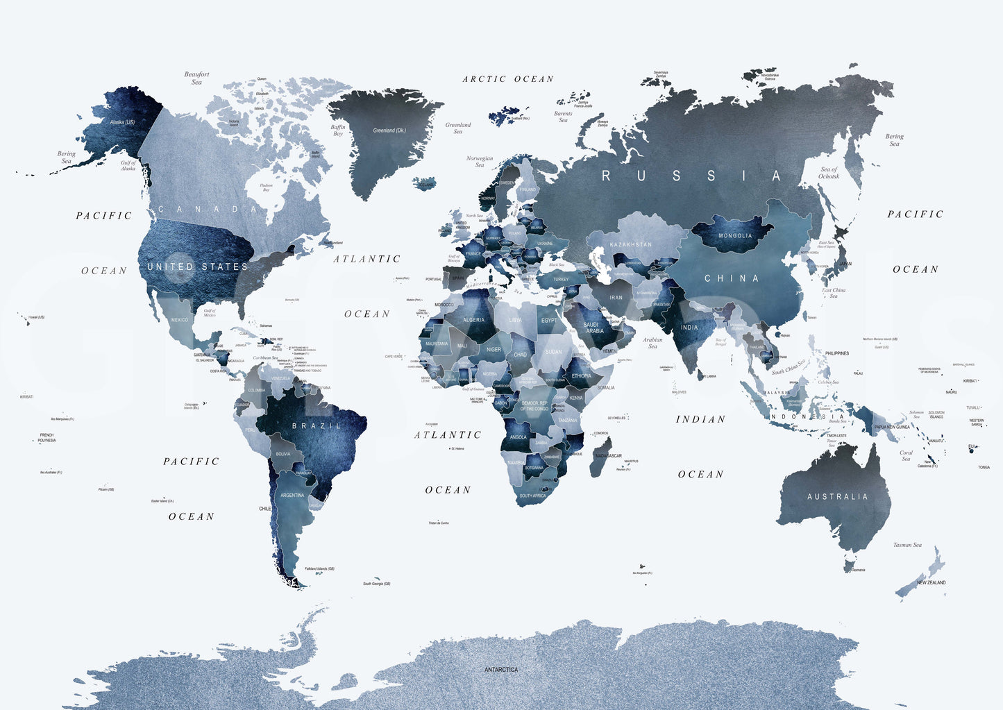 Deep blue geography wallpaper for room