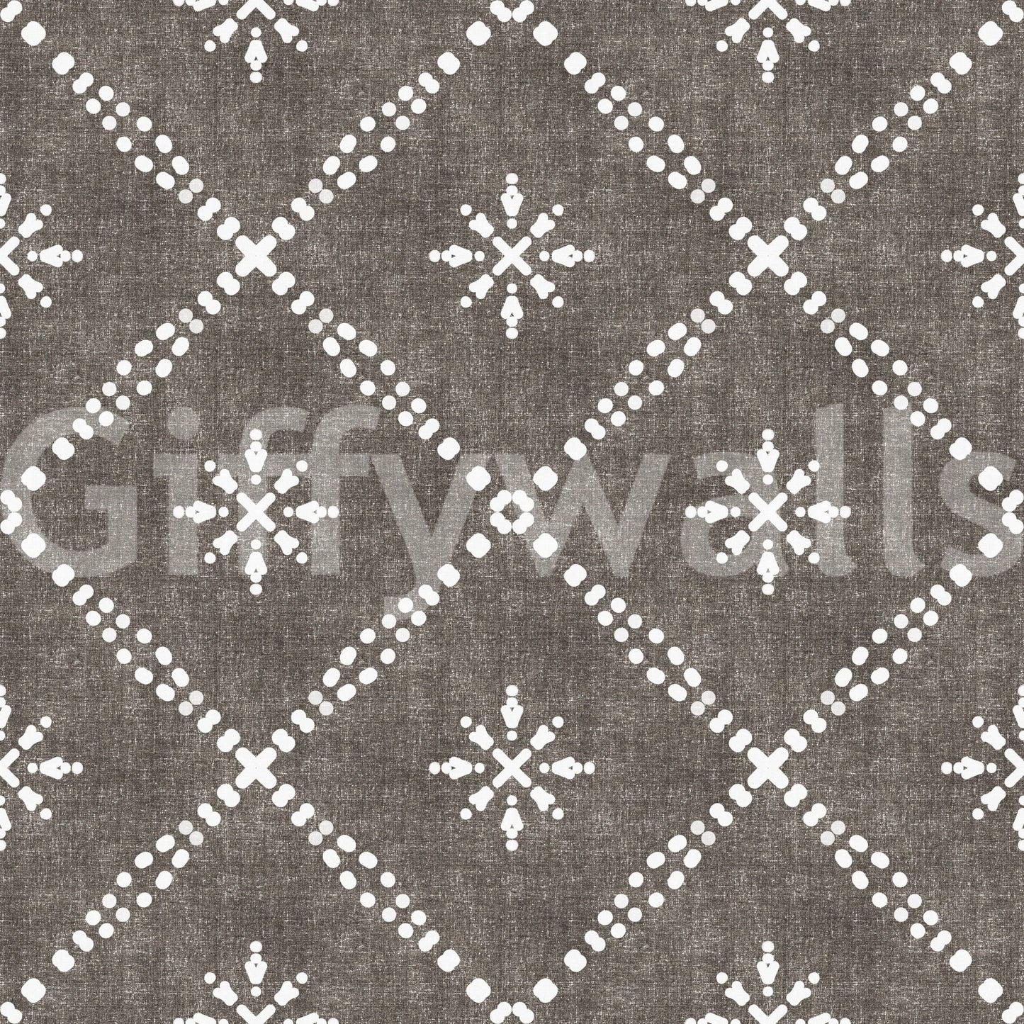 Boho Dotted Lattice Grunge Dark Bark Wallpaper