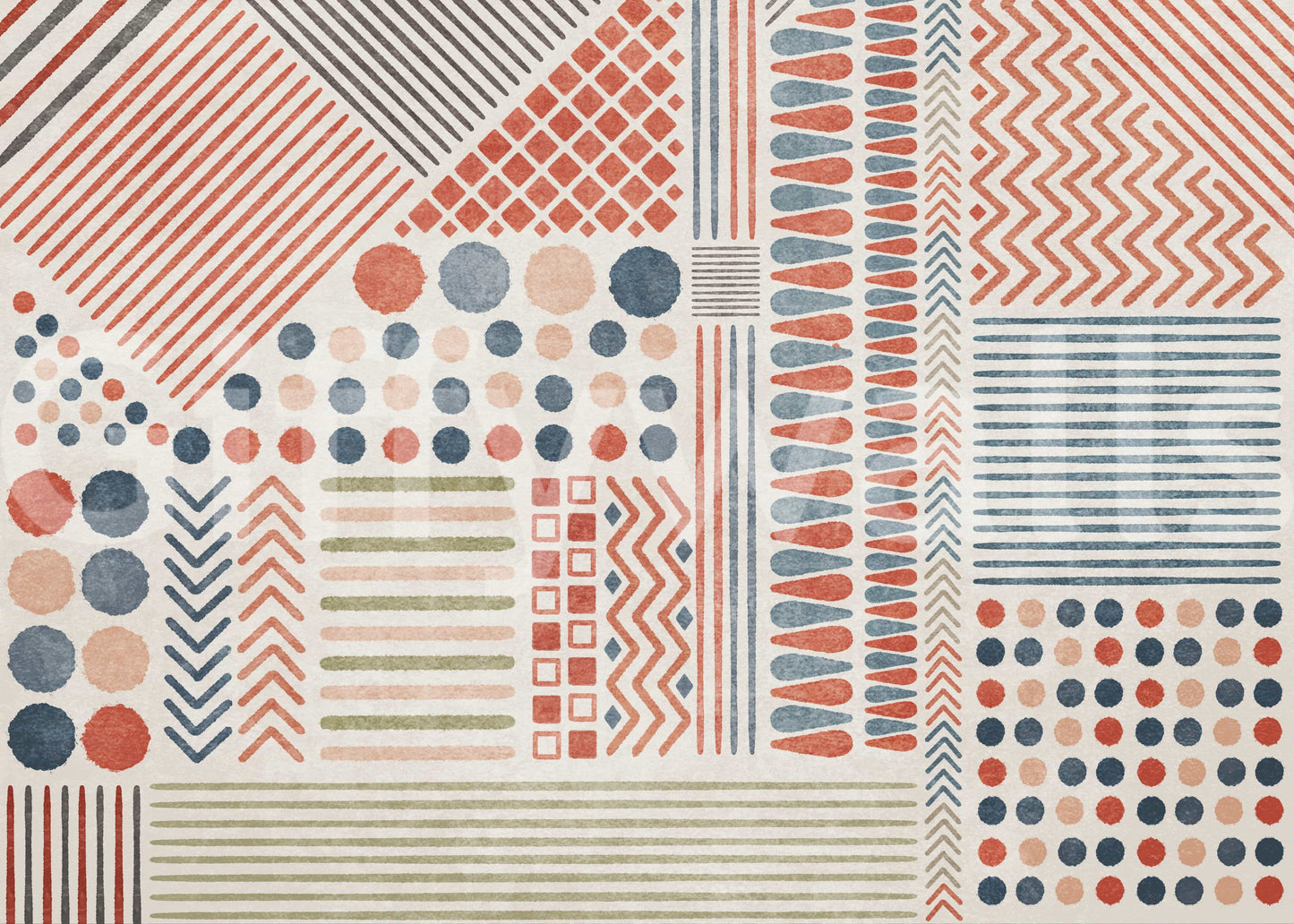 A calming abstract design wallpaper mural that defines a space.