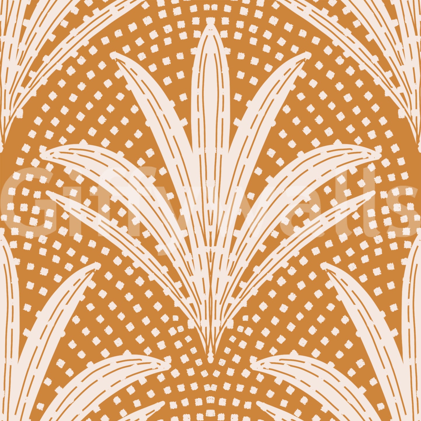 Boho Rustic Palm Radiance Caramel Brown Wallpaper