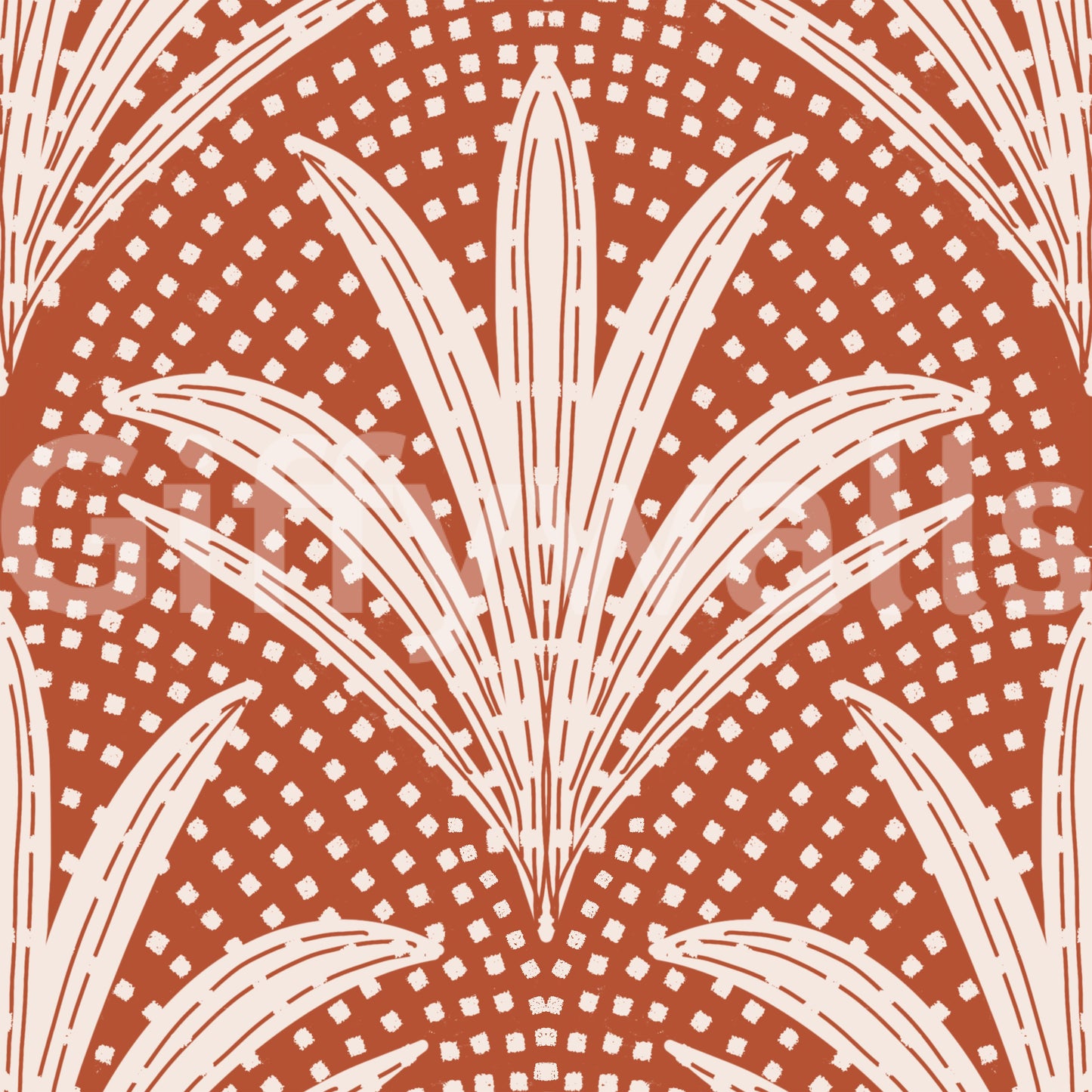 Boho Rustic Palm Radiance Terracotta Wallpaper
