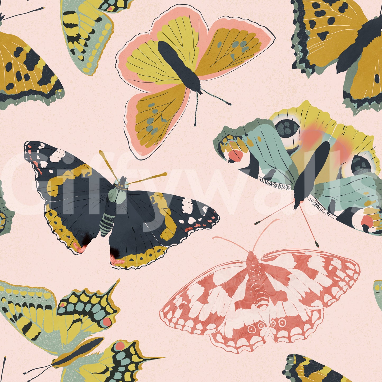 Elegant butterfly mural wallpaper for soft rooms