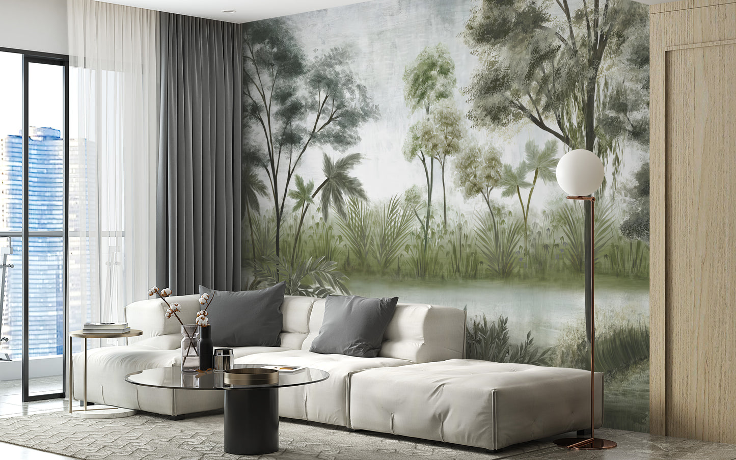 Mysterious forest-inspired wallpaper mural