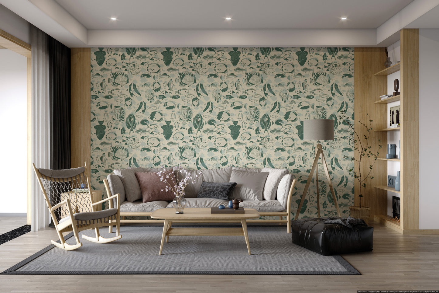Elegant Marine Mosaic Pattern Wallpaper Mural