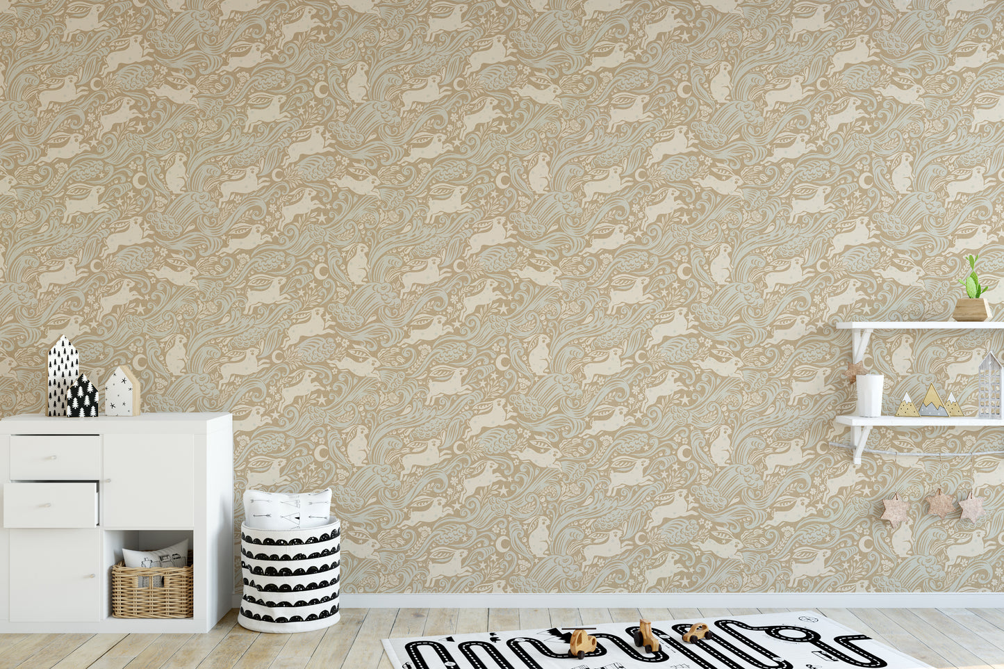 Celestial Sea Rabbit in Gold Square Wallpaper