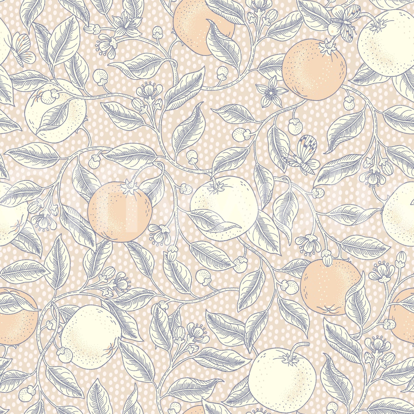 Citrus Squeeze in Neutral Botanica Wallpaper