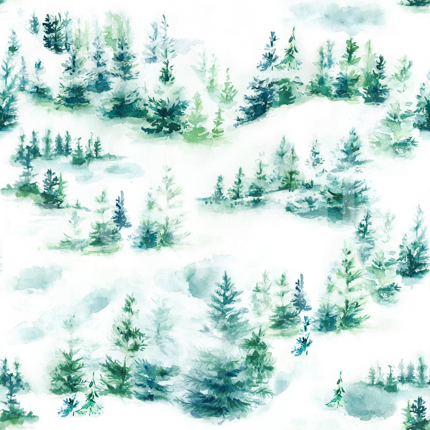 Classic Snow Trees Vintage Green Wallpaper