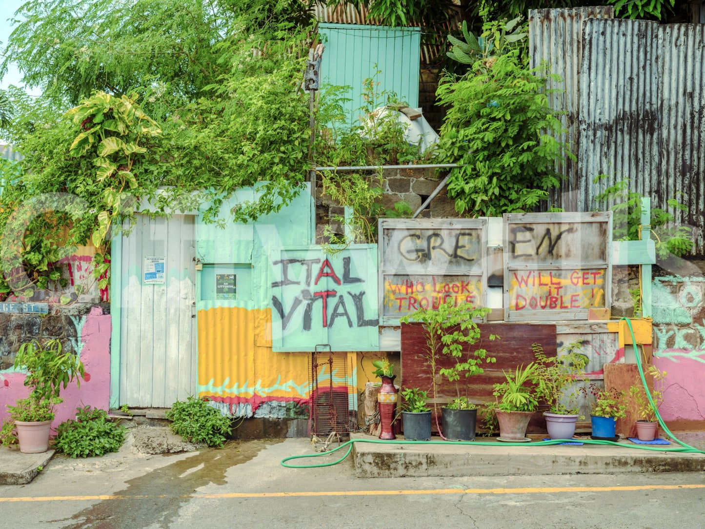 Detailed texture of the painted and rusty surfaces.