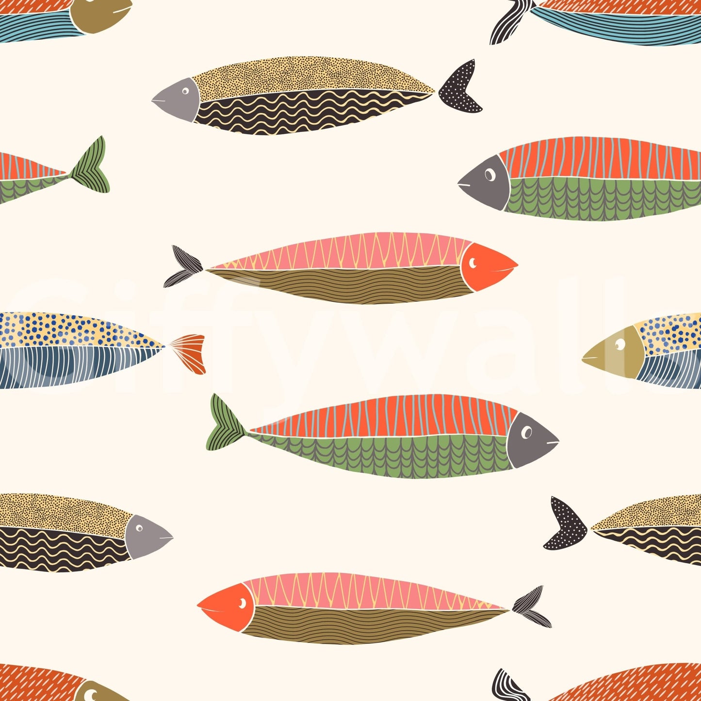 Colorful Fish Parade Wallpaper