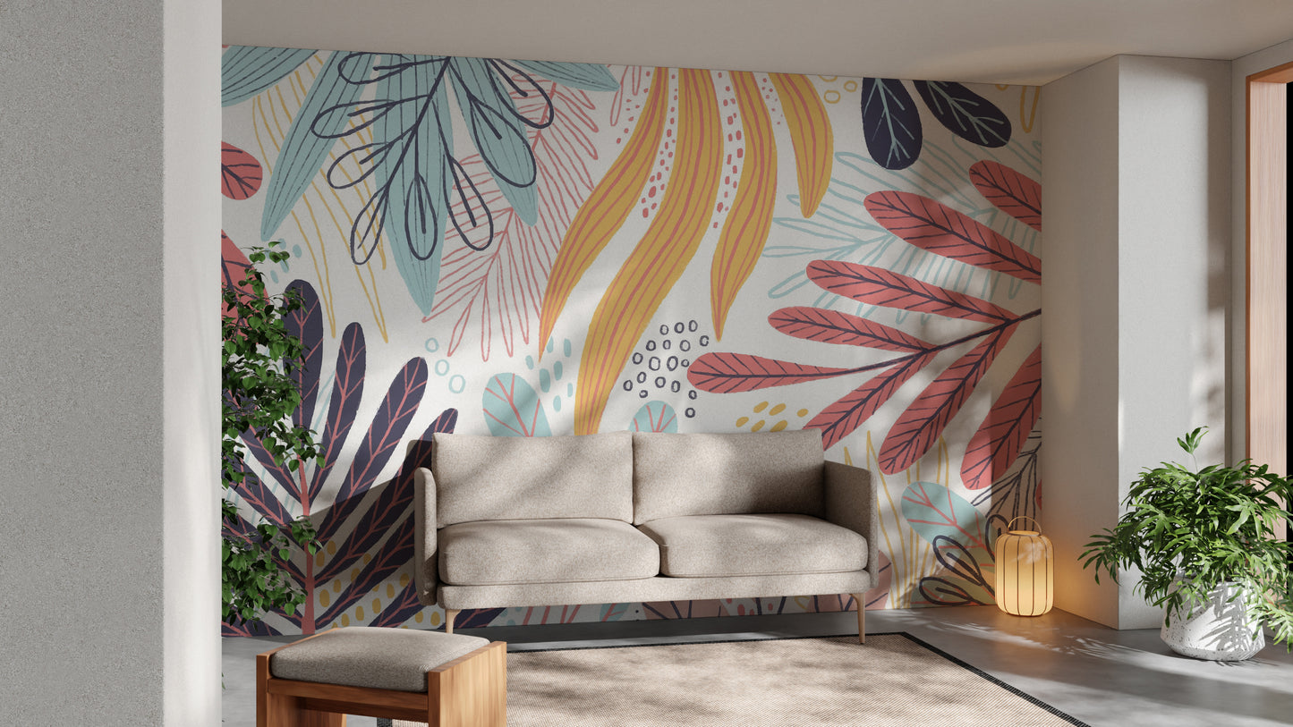 Stylish wallpaper with vibrant leaves for a nature-inspired vibe.