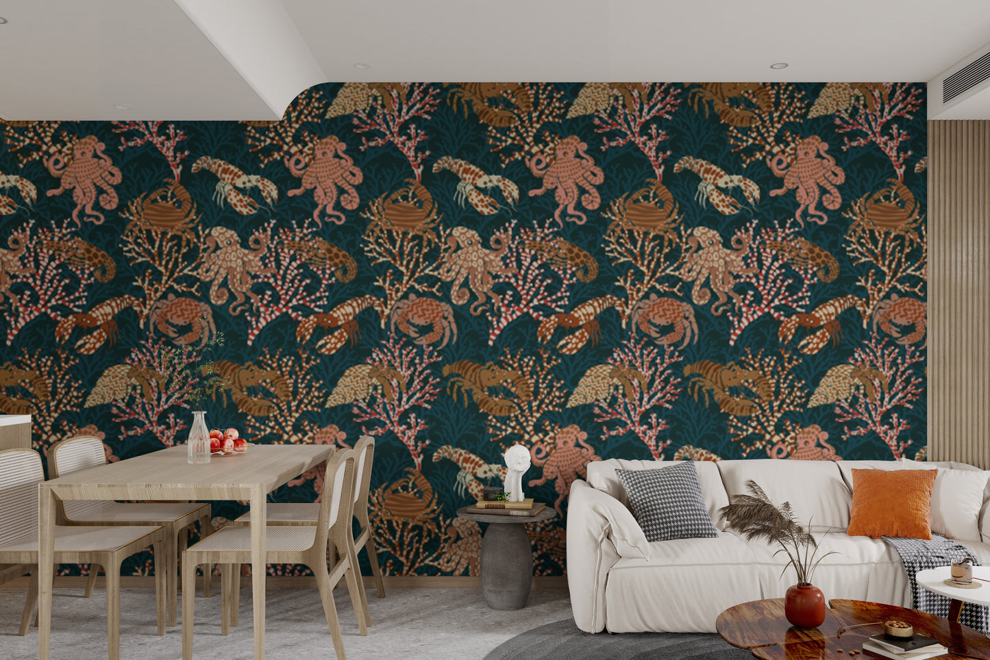 Coral Kingdom wallpaper blending ocean hues and coral artistry.