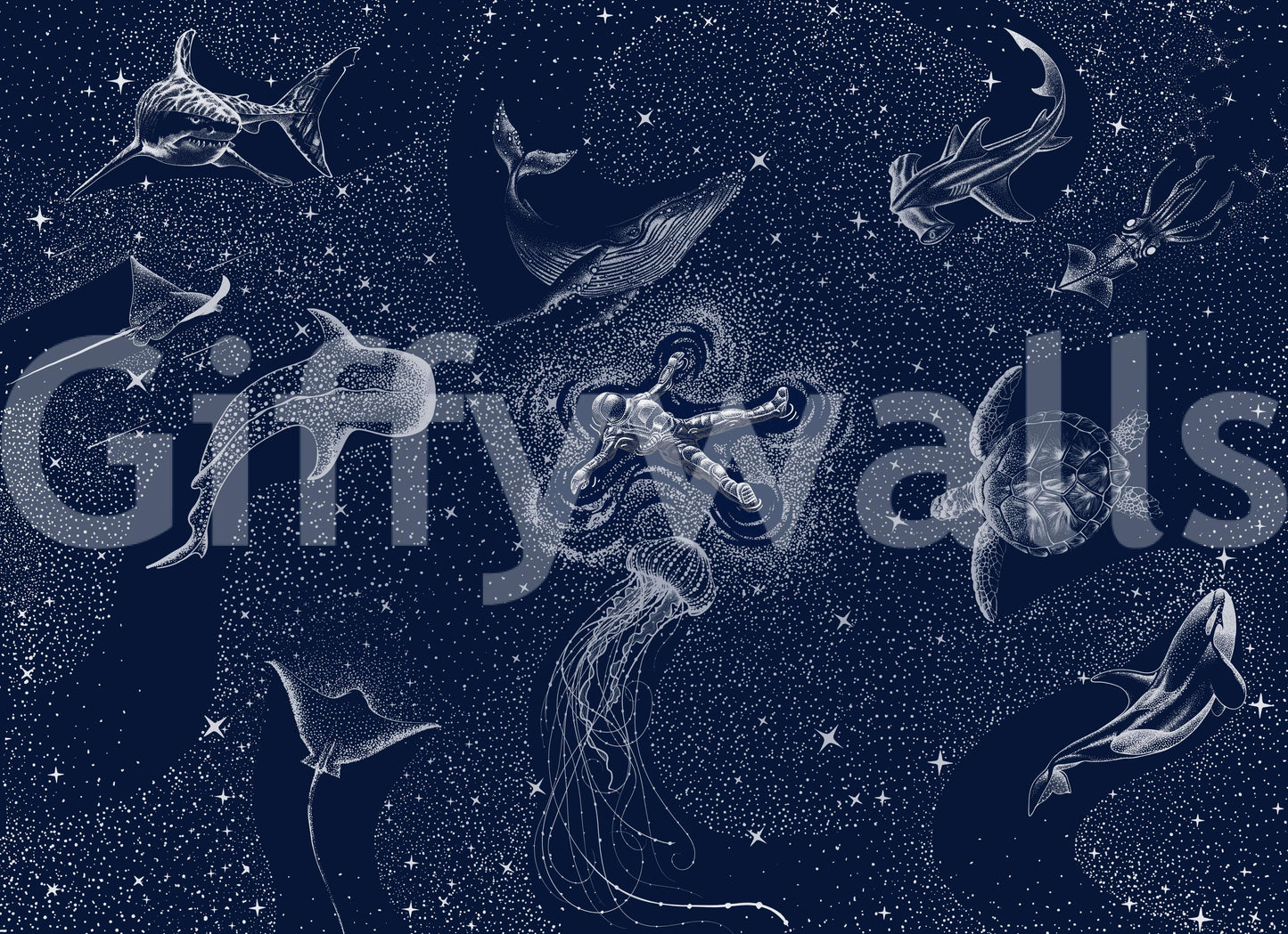 A high-quality serene ocean wall mural for walls.