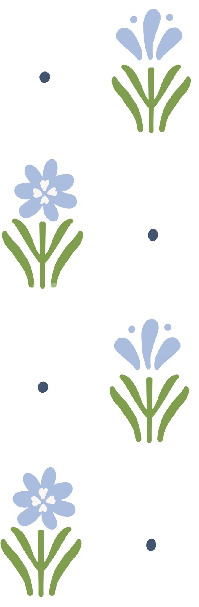 Gentle blue floral wallpaper for a peaceful country look.