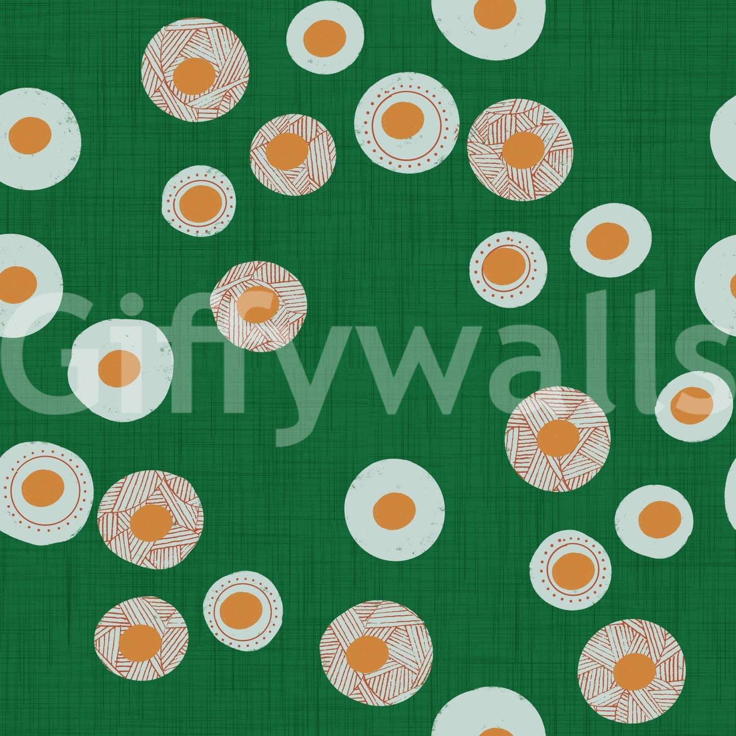 Cozy Scandi Folk Dot Floral Forest Green - Craft Circle Wallpaper